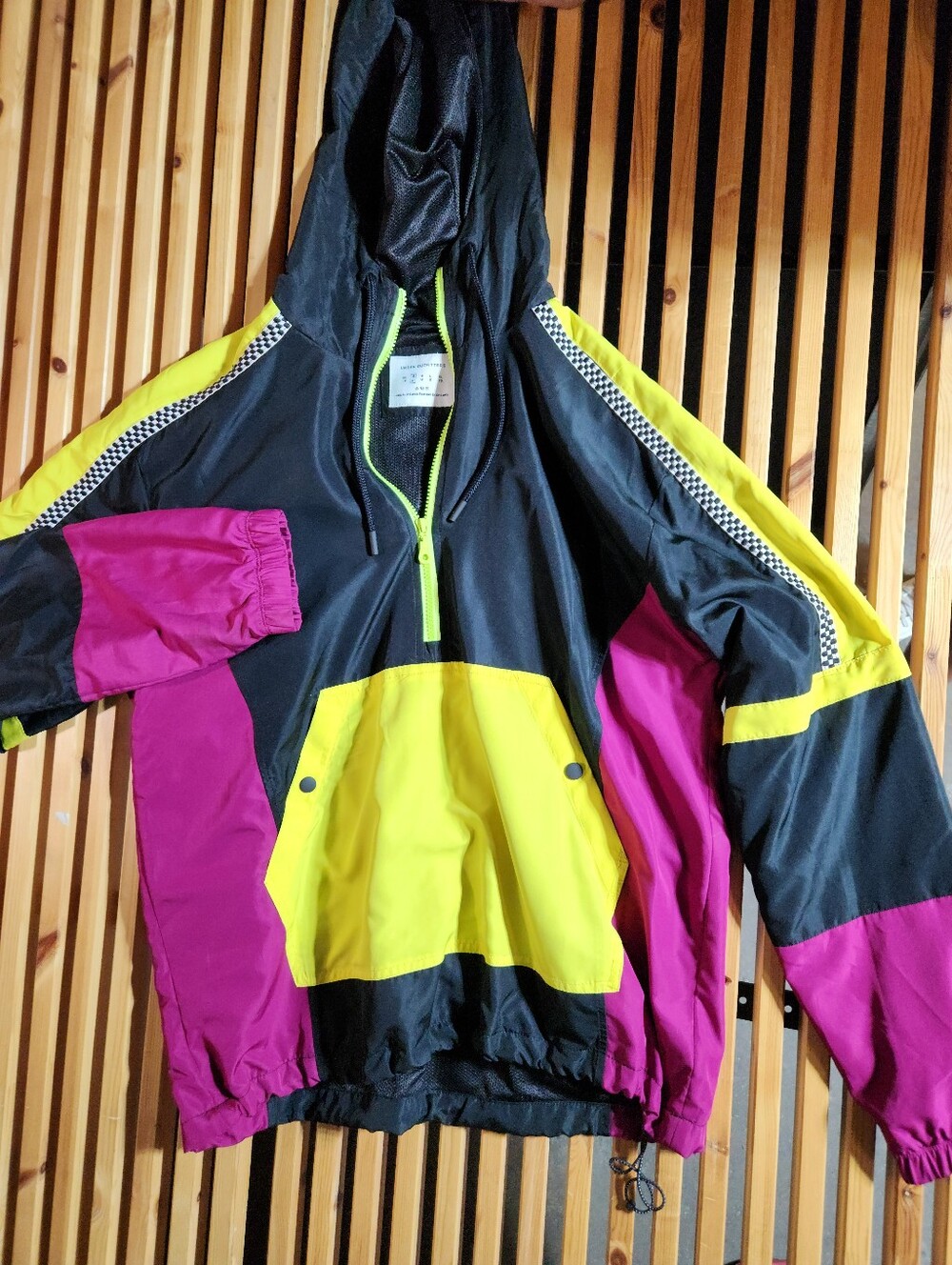 Urban Outfitters Black Jacket with Neon Yellow Trim